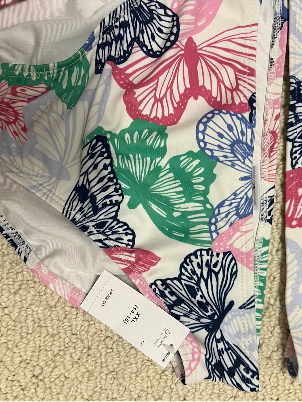 GAP Girls Butterfly Print Swim Set - Pink Green Navy White